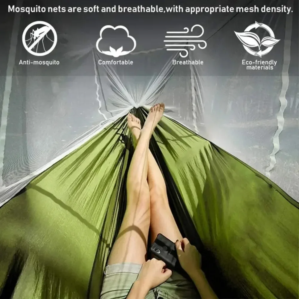 Outdoor Camping Hammocks Sleeping Camping Hammock Automatic Quick Opening Net Hammock With Mosquito Mesh Single Double 250x120cm