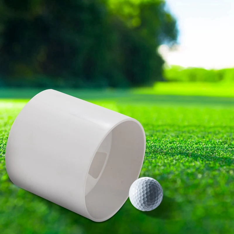 2Pcs 2.7Cm Aperture Outdoor Golf Training Flagpole Hole Cup Golf Training Aids Three Holes White Plastic Golf Hole Cup