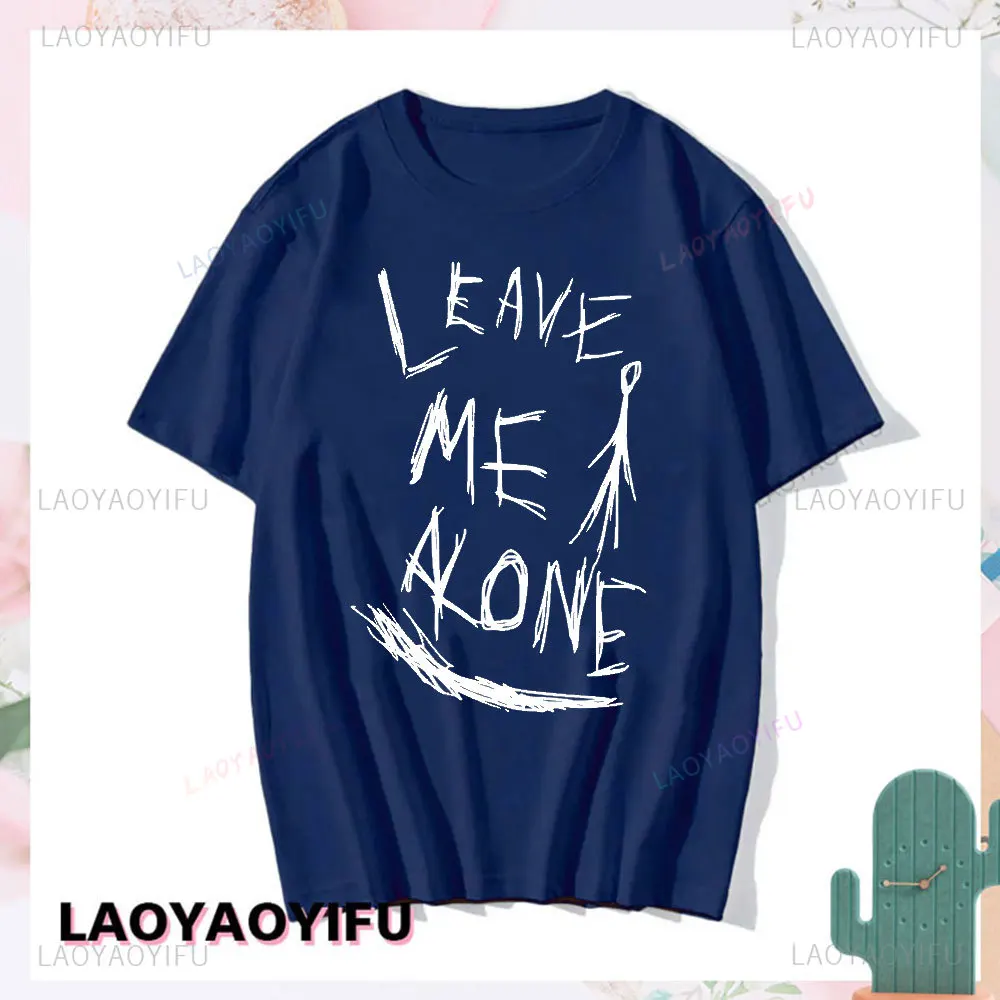 Slenderman Leave Me Alone Creepypasta T-shirt Vintage Horror Novel Graphic T Shirts Harajuku Hip-hop Cotton Unisex O-neck Tshirt