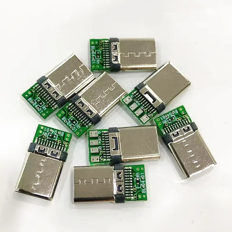 100pcs/lot  Male USB 3.1 TYPE-C Male Splint 8P Plug with PCB Board Wire Type Interface Plug