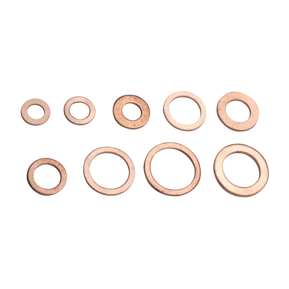 200pcs Copper Washers Flat Ring Sump Plug Oil Seal Gasket Assorted Set Brand New & High quality