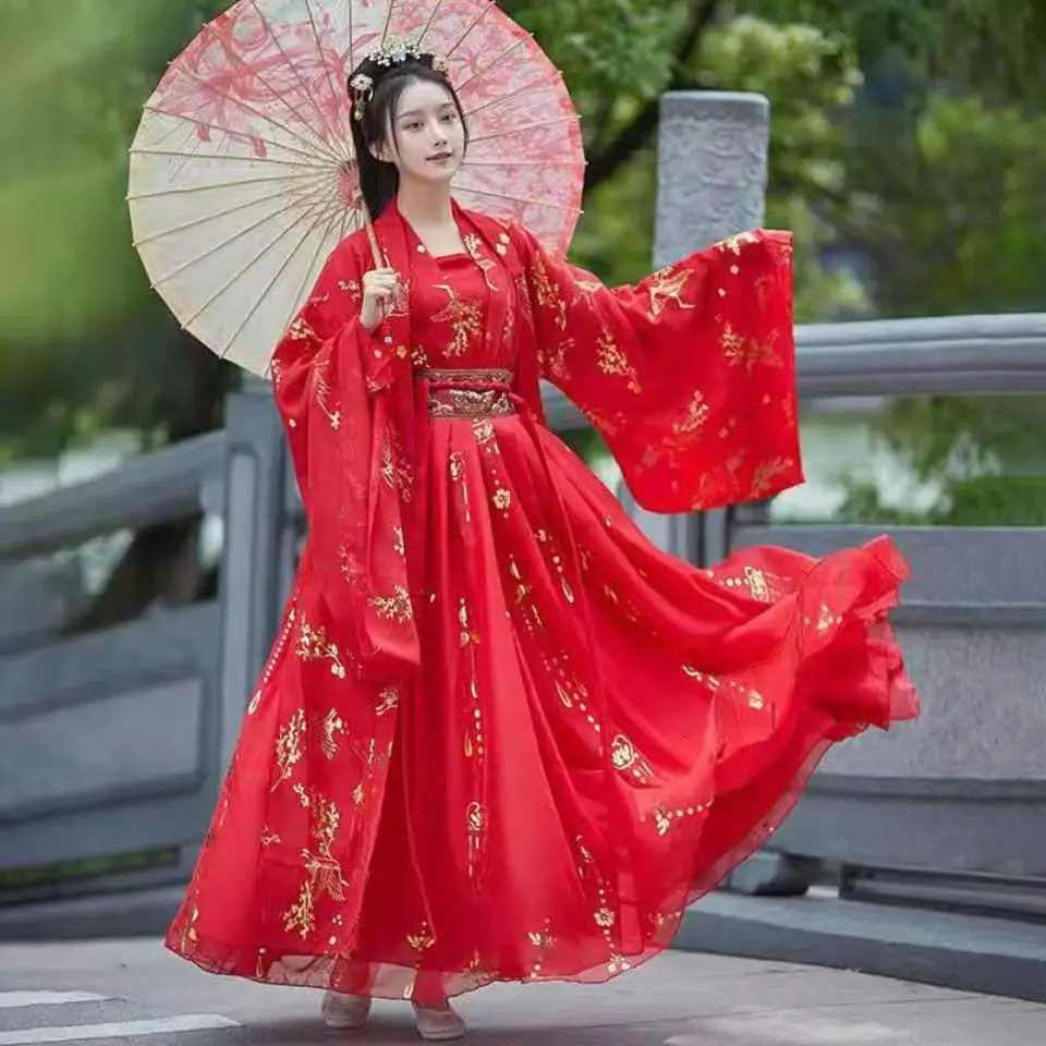 Large Plus Size Female Hanfu Chinese Princess Dress Women Fantasia Kimono Cardigan and Dress Carnival Costume Outfit for Lady