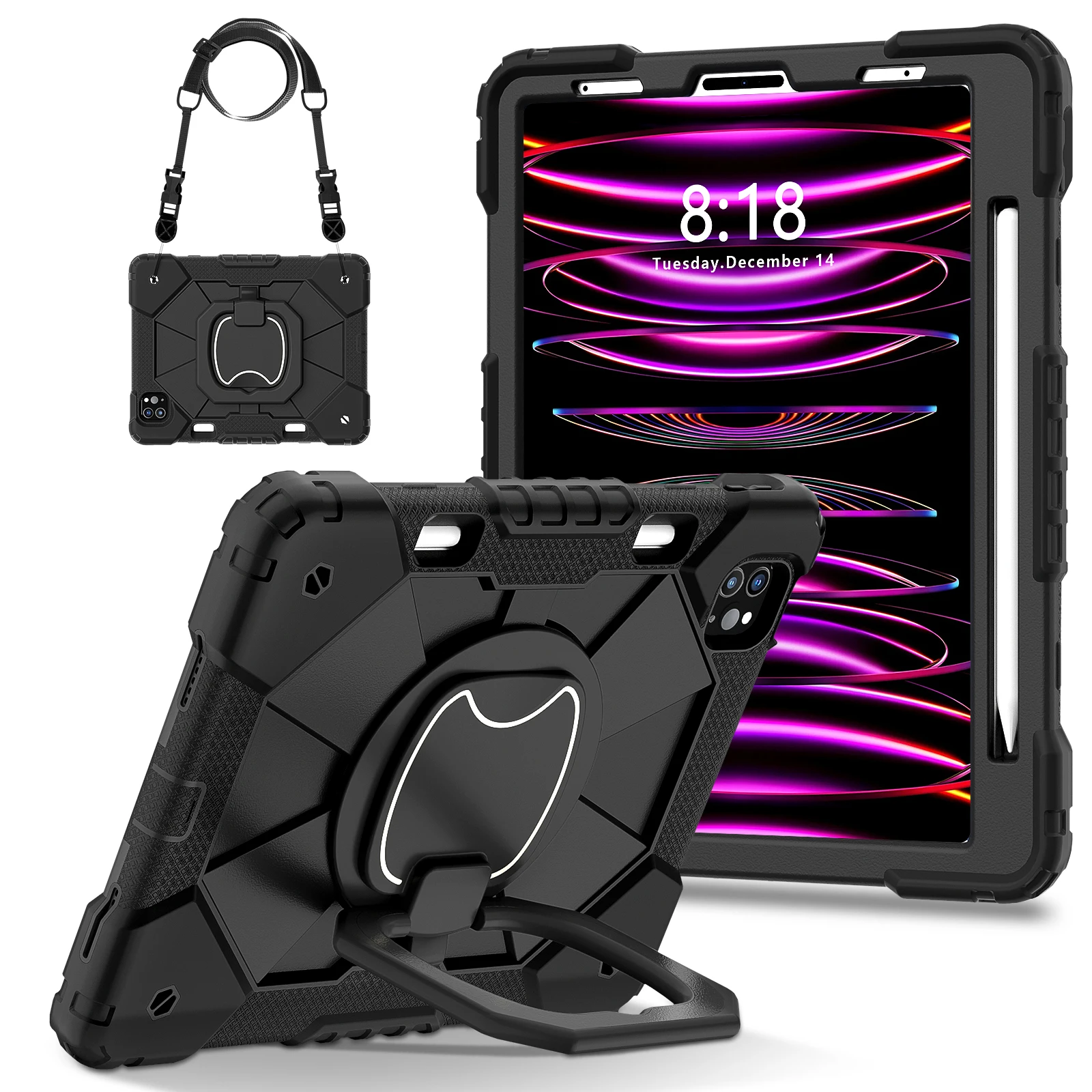 

Чехол с вращающейся ручкой для iPad Pro 11 1-го, 2-го, 3-го 4-го поколения 2018-2022 Air 4 5 10,9 2020 2022, сверхпрочный чехол с плечевым ремнем