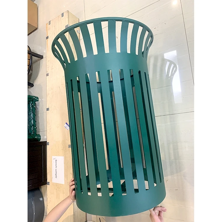 outdoor trash and recycling bin public green metal garbage bin strong trash can for the street