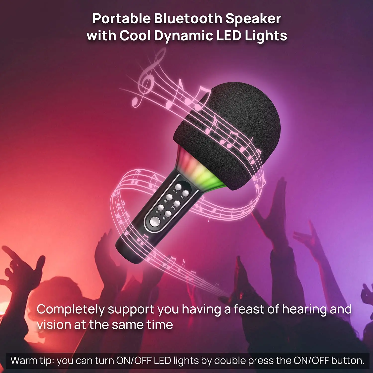 Karaoke Microphone Bluetooth Wireless Portable Home Singing Machine with Duet Sing/Record/Play/Reverb for Adult/Kid Gift