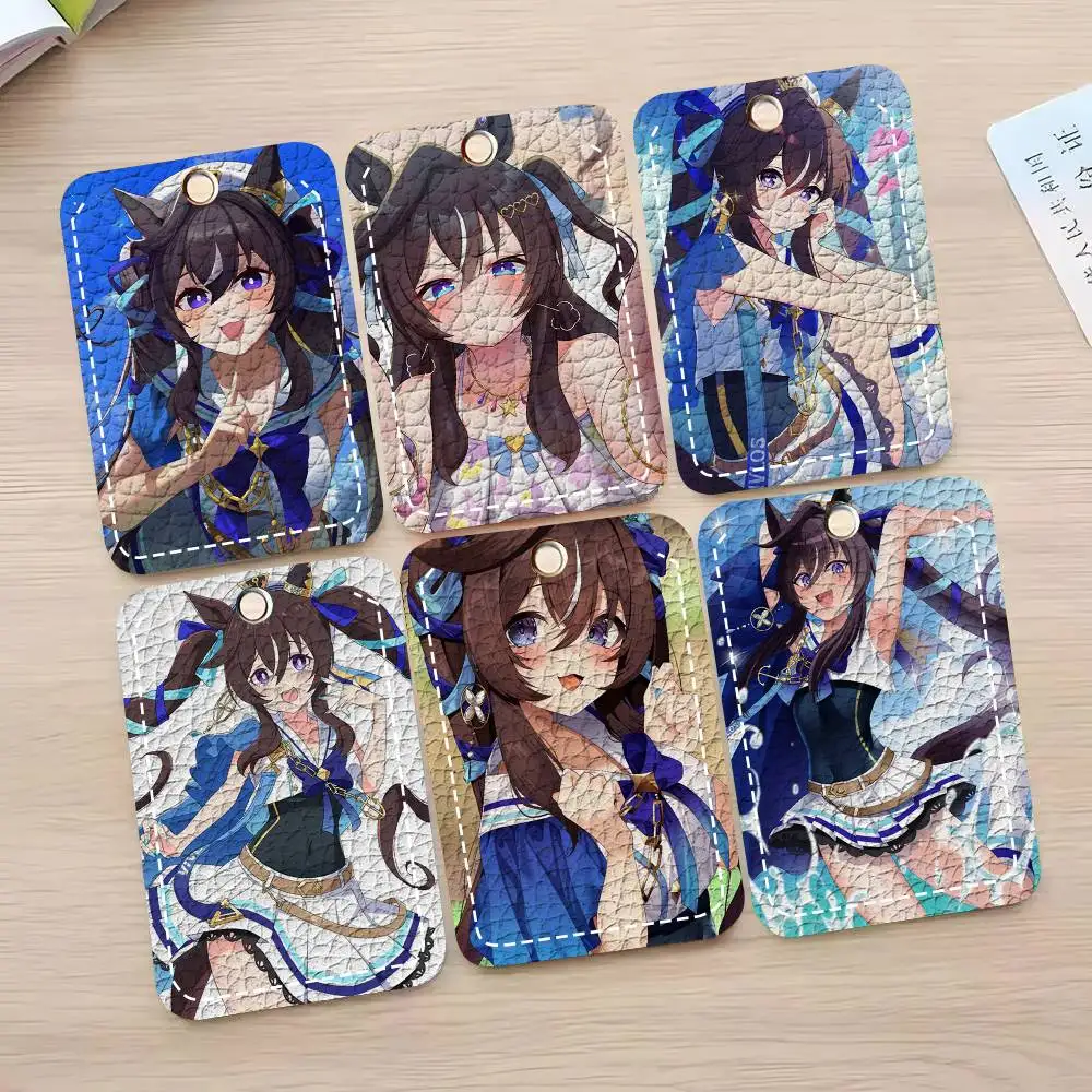 Vivlos Anime U-Uma Musume Card Case Keychain Access Card Bag Key Tag Ring Leather Card Holder Key Ring Access