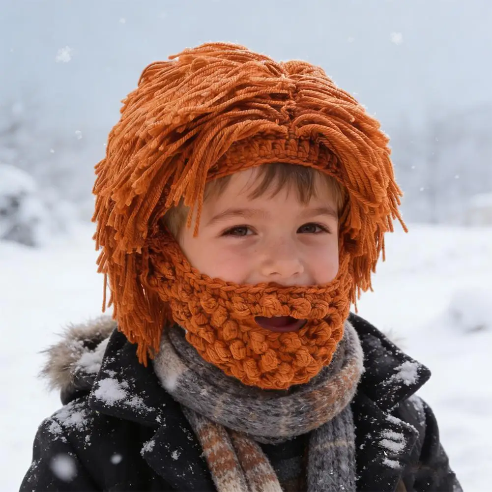 

Wig Beard Knitted Hats Hobo Mad Scientist Hip Hop Handmade Knit Warm Winter Caps For Men Women Ski Halloween Gifts Funny Party