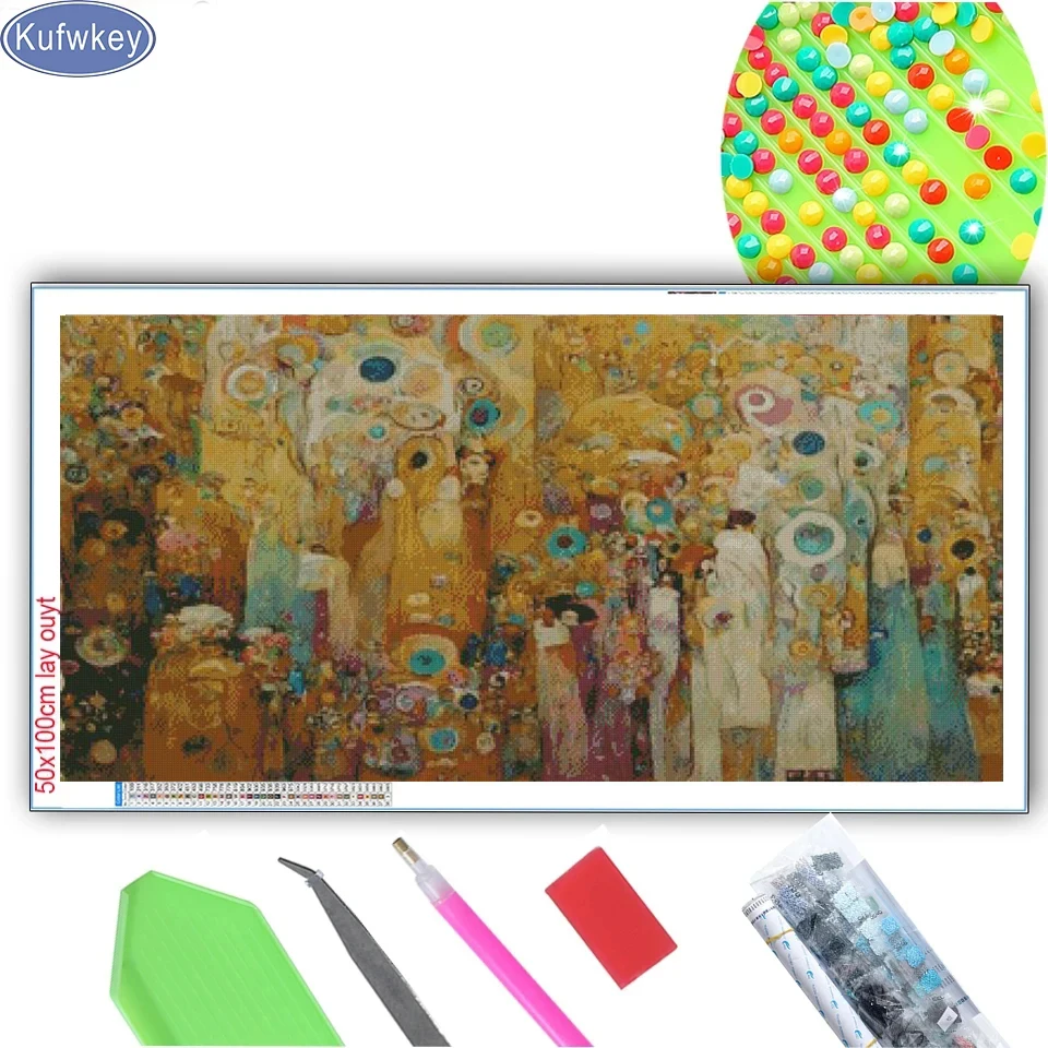 Golden Gustav Klimt Diamond Painting diy Cross Stitch Kits Large ﻿Abstract Famous paintings Full Diamond Mosaic For Home Decor