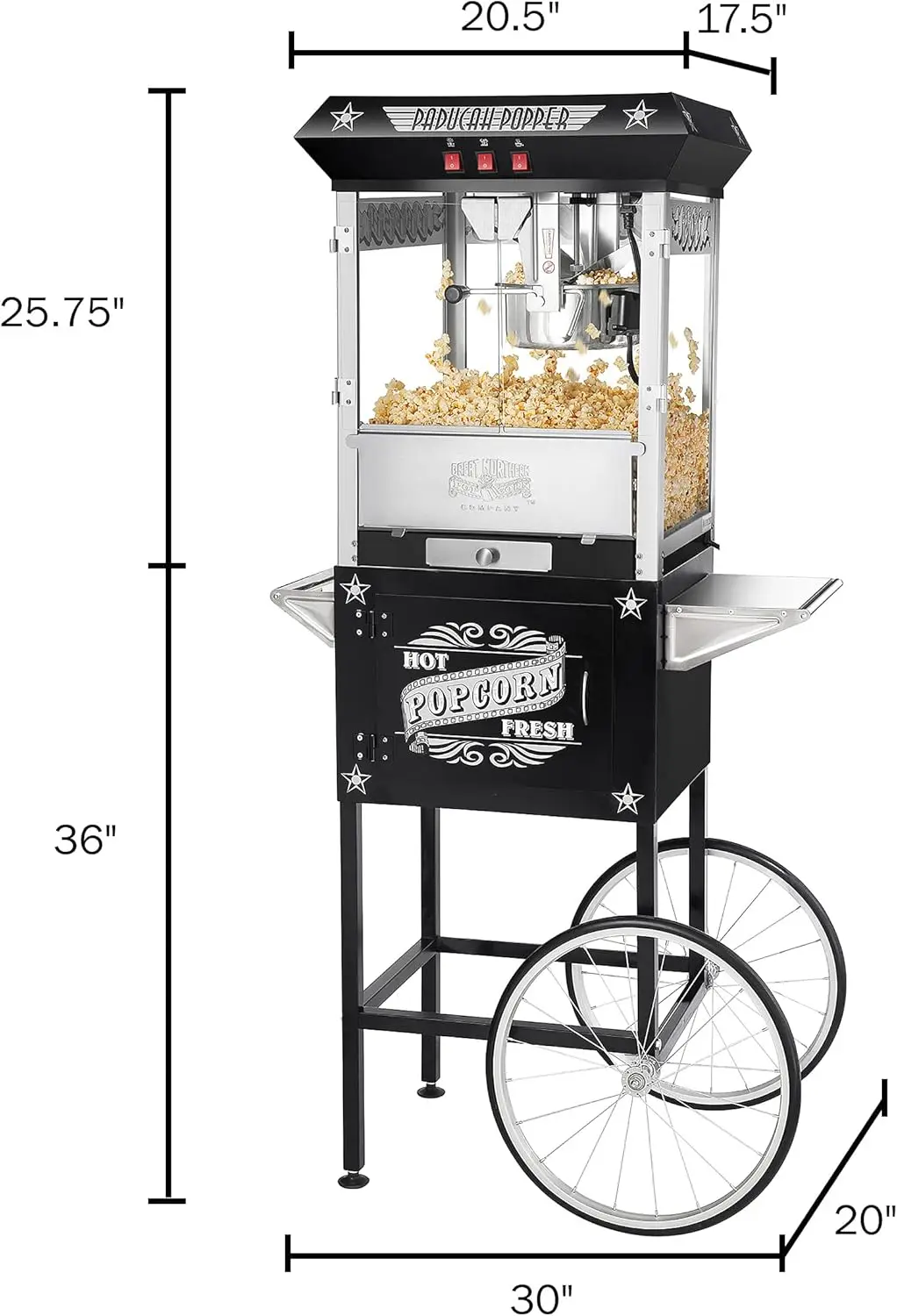 Popcorn Company Black  8 Ounce Antique Popcorn Machine and Cart