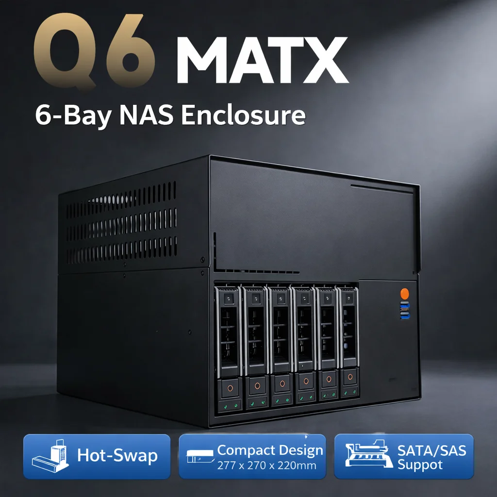 

6 Bay MATX NAS Case Server Chassis SATA SAS Hot Swap Mini Tower PC Case SFX Power Support Home Server Storage Case