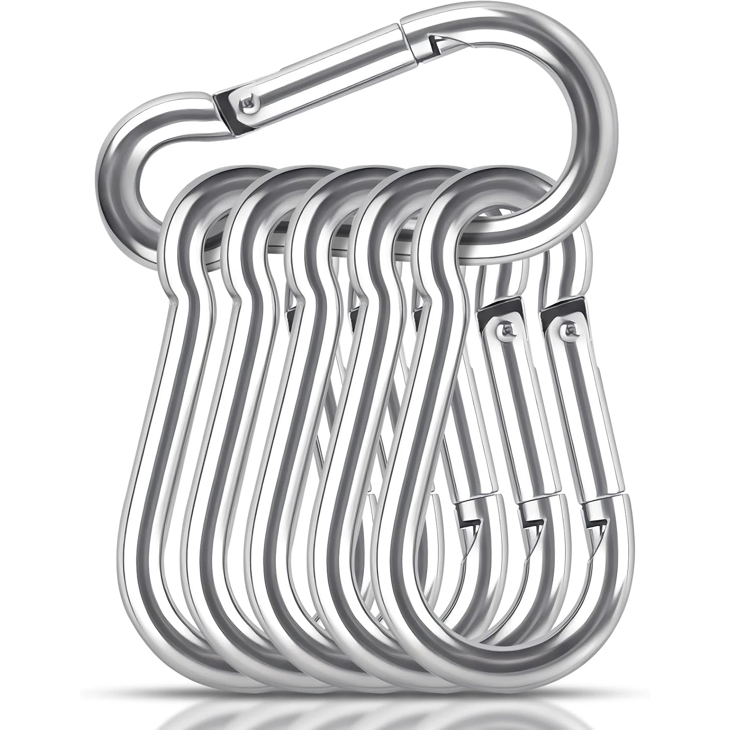 6Pcs Stainless Steel Carabiner Clip Spring Snap Hook M4 M5 M6 Multifunctional Heavy Duty Quick Link Lock Ring for Camping Hiking