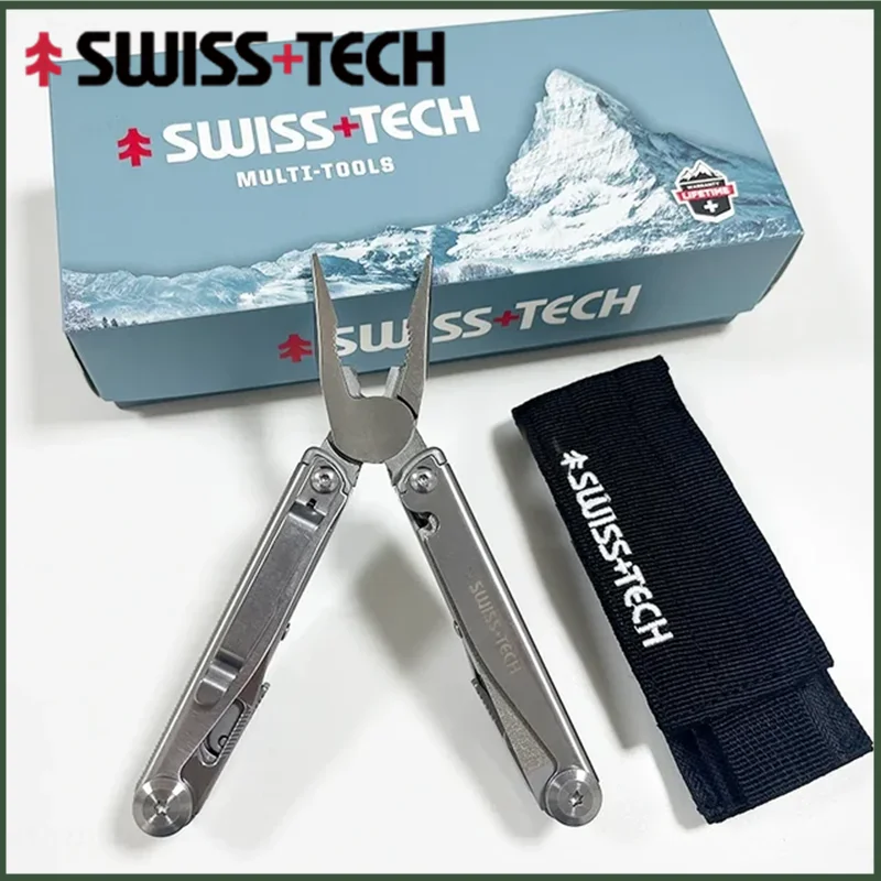 SWISS TECH 18 in 1 Multitool Pliers Folding Multi-functional Combination Tool Pocket Knife Portable EDC Outdoor Equipment