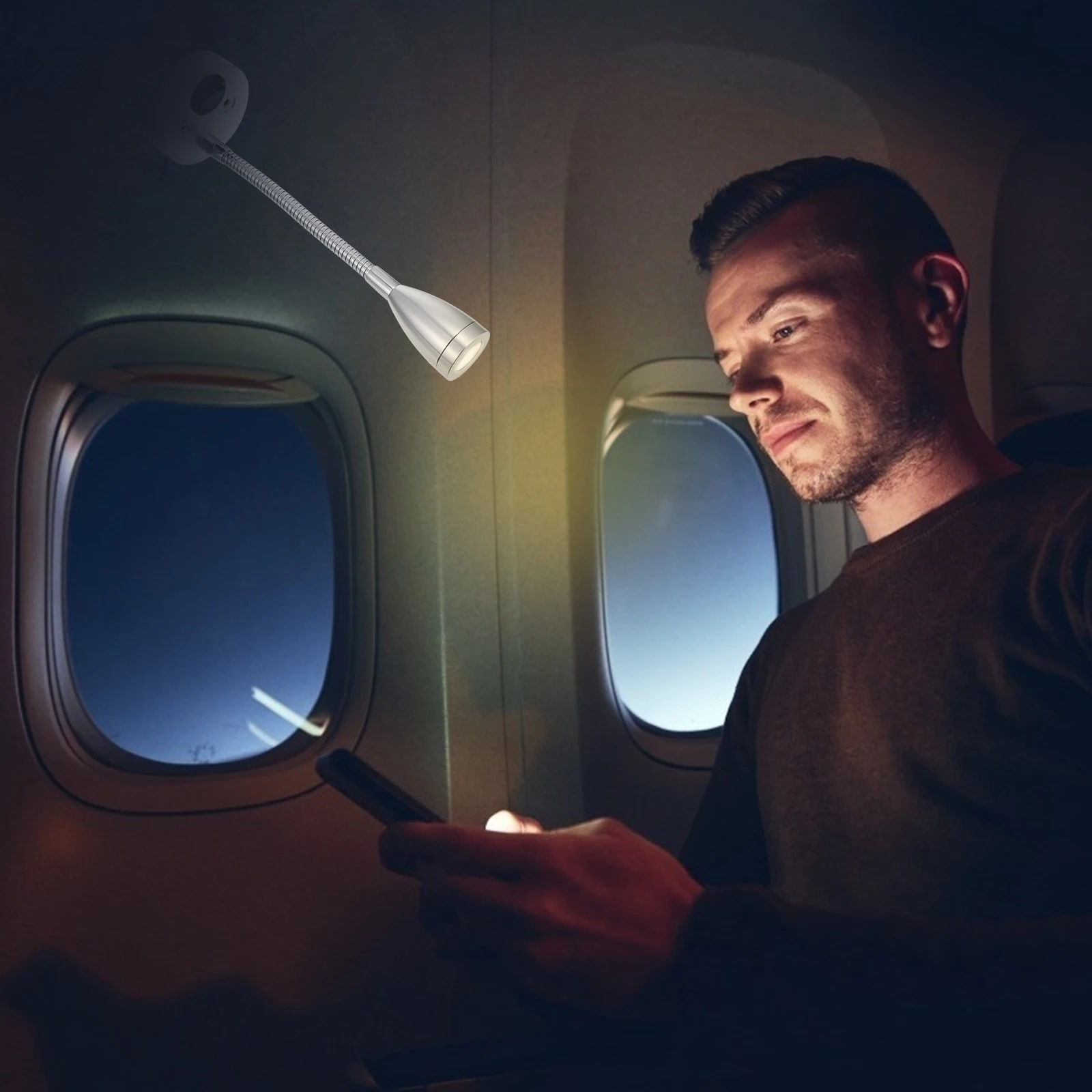 

Adjustable Led Reading Light Lamp For Rv Boat Bedside Seat Swivel Spotlight Compact Design Easy Installation Space Saving