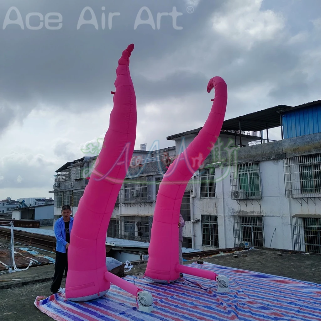 Giant Pink Inflatable Octopus Tentacle With Blower For Halloween Outdoor Events Commercial Performance Stage Roof Party Decor