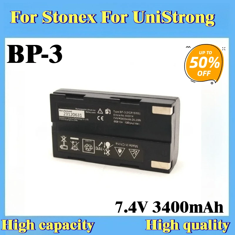 

100% New High Quality 7.4V 3400mAh Rechargeable Battery BP-3 For Stonex S9 S8 S3 And UniStrong G970 RTK GPS GNSS