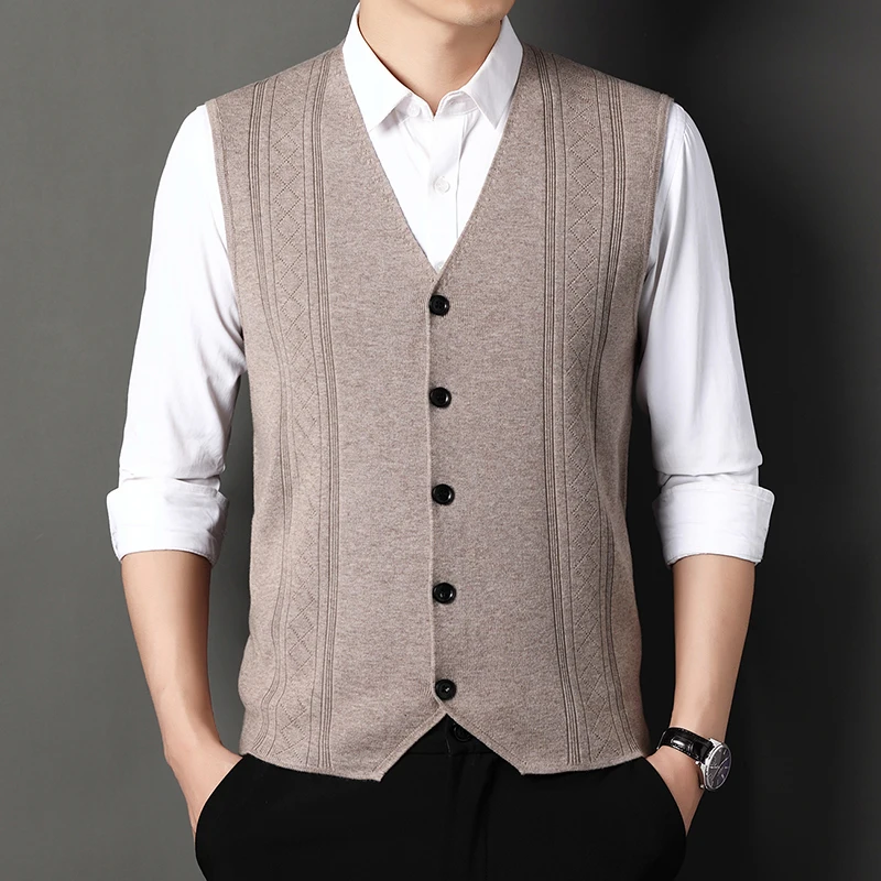 Sweaters Vest for Men Fashion 2024 Luxury Sweater Casual Style Knitted Single Breasted Men Cardigan Vest Big Size Men's Clothing