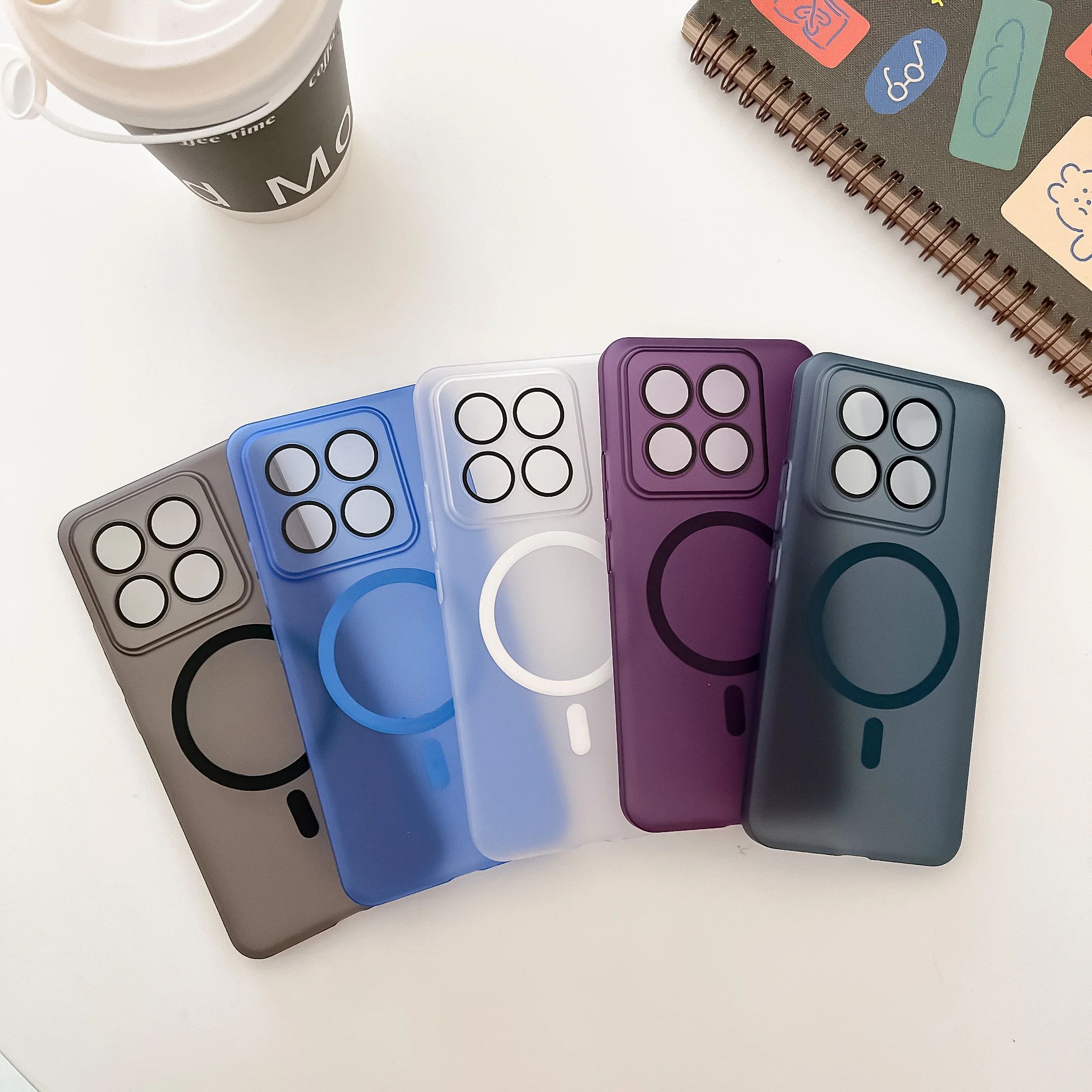 For Xiaomi 14 Case Frosted Semi Transparent Magnetic Suction Wireless Charging For Xiaomi 14 Pro Ultrathin Hard Back cover