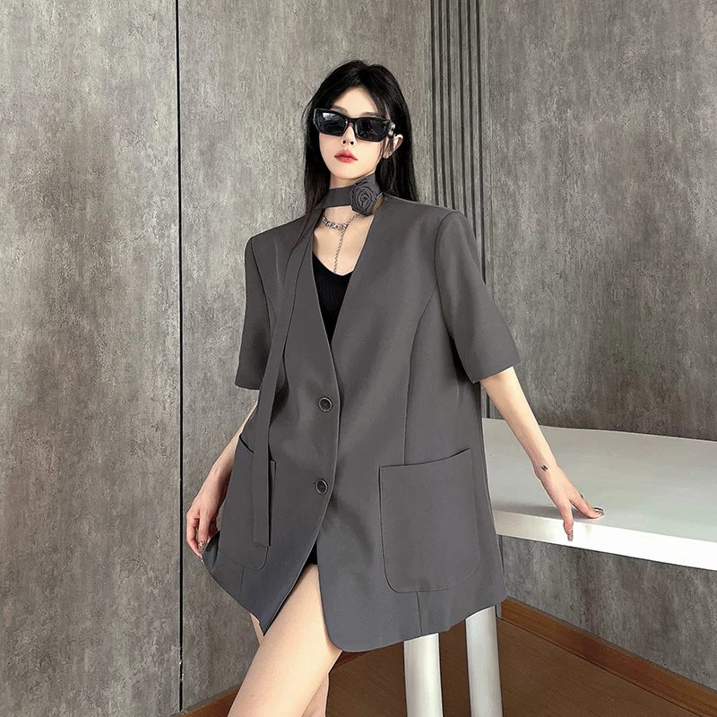 

Autumn Women'S Clothing High Quality Women Blazer Colored Fold Strand Stunning Star Diagonal Studded Napping Dimensional