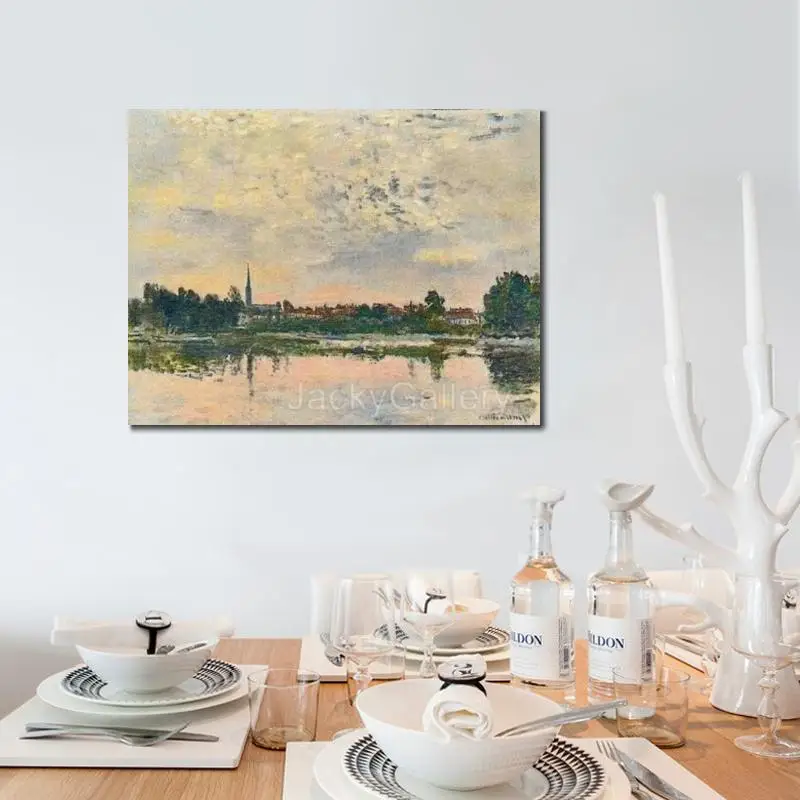 

Картина маслом ручной работы Claude Monet Argenteuil, холст, шедевр, репродукция пейзажа для декора стен ванной комнаты