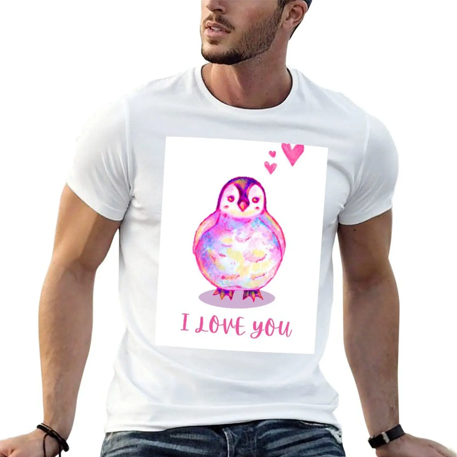 

Cute Penguin I Love You T-Shirt man t shirt cotton anime t shirts for man T-Shirt