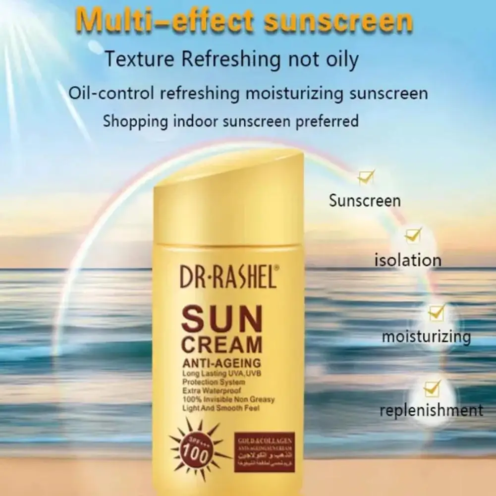 100g SPF100 Golden Bone Collagen Isolation Protection Cream UV Protection Facial Sunscreen Seaside Sunshade Protection Sun Cream