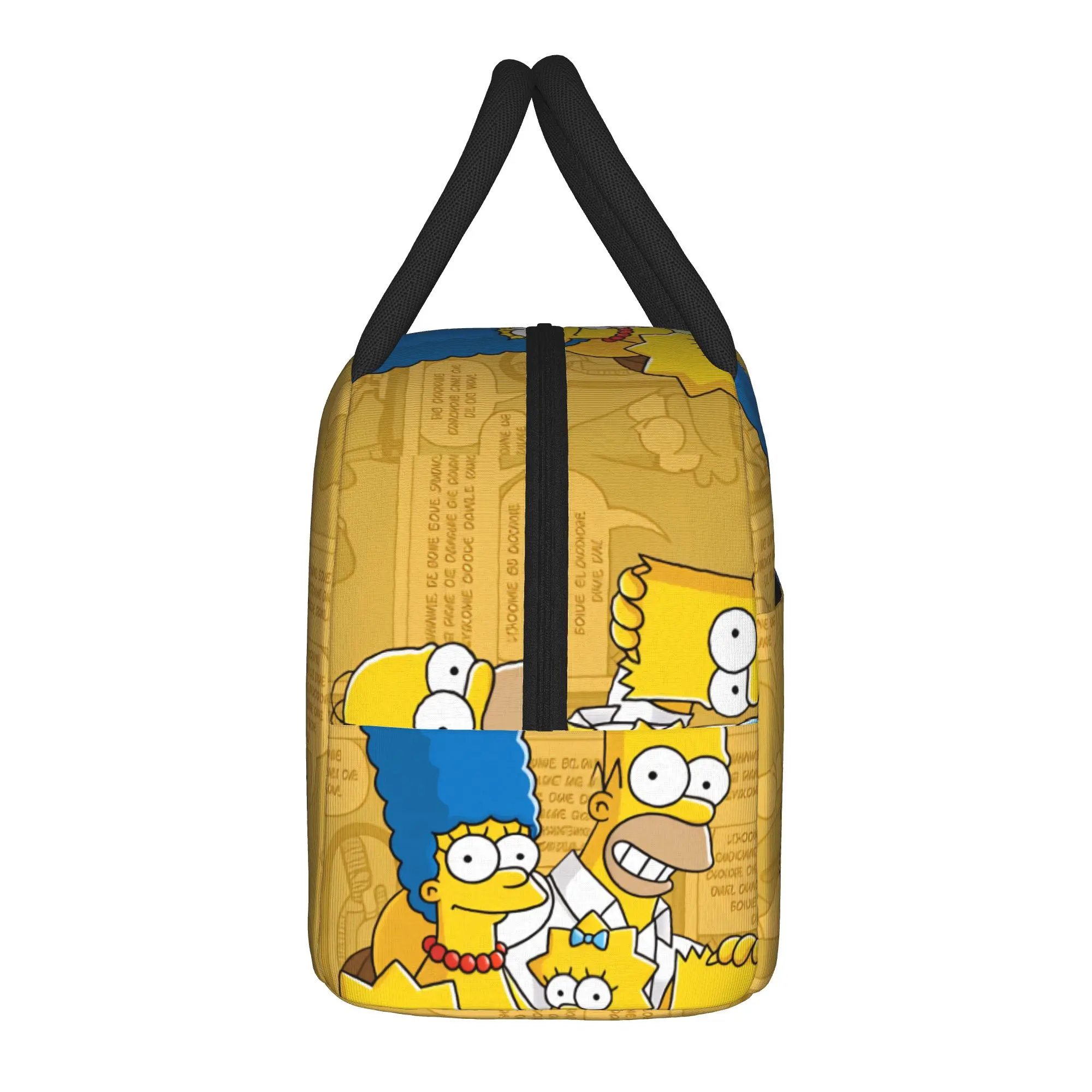 Funny S-Simpsons Family Portrait Lunch Bag Aesthetic Lunch Box For Child Convenient Cooler Bag Oxford Designer Tote Food Bags