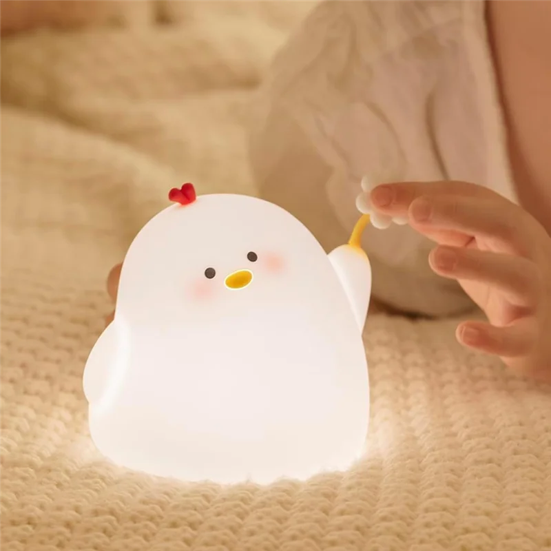 Veilleuse mignonne en forme de poulet poubelle, veilleuse pour chambre/lit de chevet, lampe souple en Silicone avec minuterie de 30 minutes et arrêt automatique, cadeau parfait