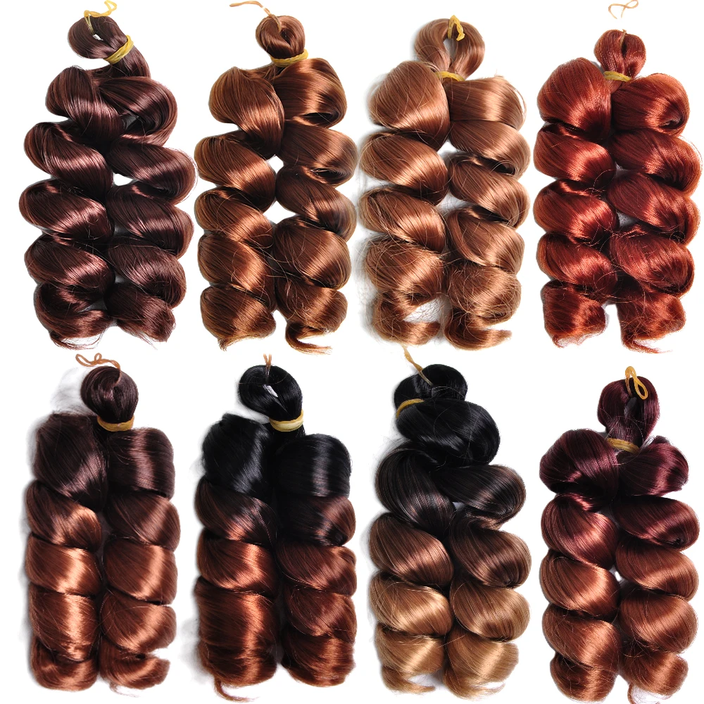 Extensions capillaires synthétiques tressées Loose Wave de 12 pouces, boucles françaises au Crochet, boucles en spirale rebondissantes pré-étirées