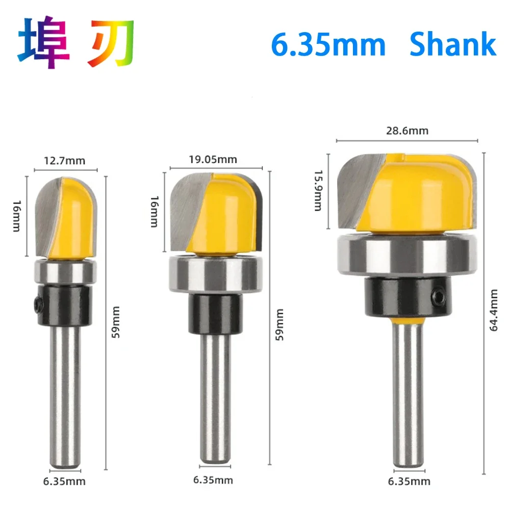 3Pcs 6mm 1/4 Shank1/2\