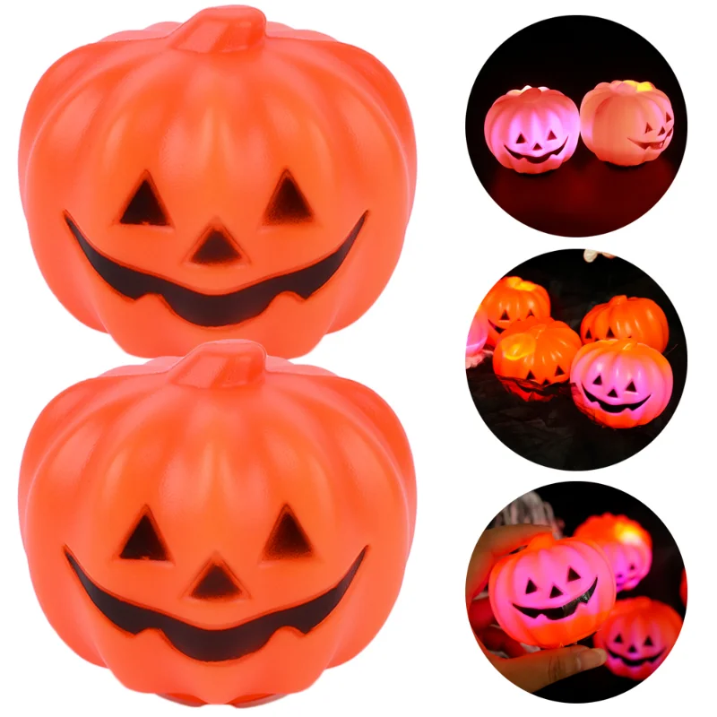 2pcs Creative Halloween Pumpkin Lamps Car Home Party Festival Decoration Light Car Ornament Decor Halloween Ambient Lamp