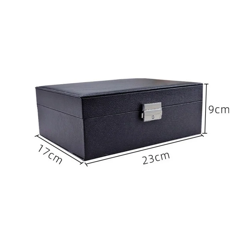 Premium 2 Tier Jewelry Box Leather Exterior Velvet Inner Jewelry Organizer Multifunction Large Storage Container Box with Lock