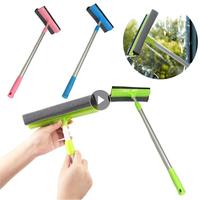 Glass Window Brush 2 In 1 Adjustable Windows Wiper Cleaner Double Side Telescopic Rod Squeegee Sponge Scraper Home Cleaning Tool