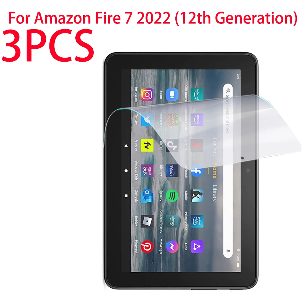 

3 Packs PET Soft Film Screen Protector For Amazon Kindle Fire 7 2022 12th Generation 7 inch Protective Film For All-New Fire 7