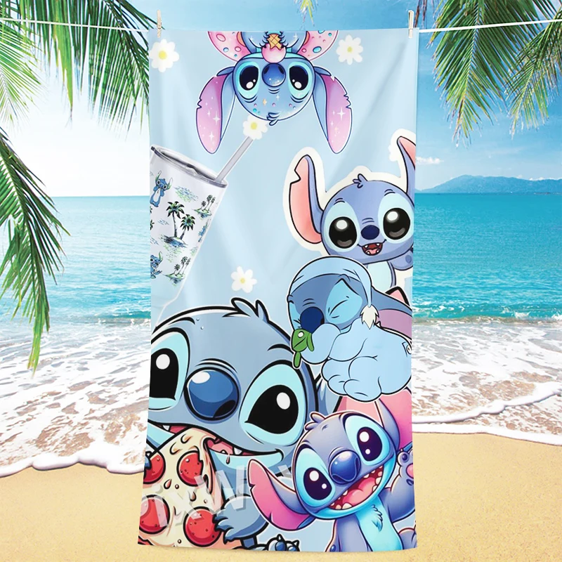 

Stitch Cartoon Cute Microfiber Beach Towel Absorbent Quick Dry Soft Yoga Swimming Resort Mountain Climbing Bath Towel