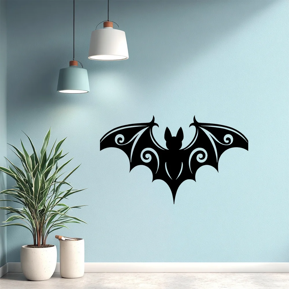 CIFBUY Iron Bat Wall Art Black Metal Swirl Wing Sculpture Hanging Indoor Living Room Bedroom Home Decor