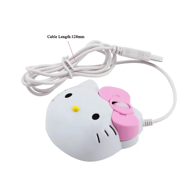 Sanrio Hello Kitty ratón con cable de dibujos animados lindo ratón niñas cabeza de gato ratón portátil Oficina hogar ratón con cable juguetes para