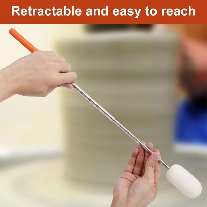 N85R-2Pcs Telescoping Sponge Stick For Pottery, Retractable  Mud Tools Clay Sponge On A Stick With Handle