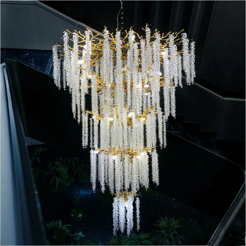 Luxury crystal chandelier villa living room crystal branches decorative chandelier hotel custom Fixture