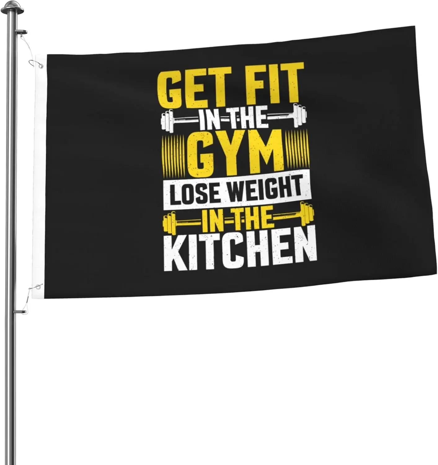 Flagicts 100% Polyester Get Fit In The Gym Lose Weight In The Kitchen Flag