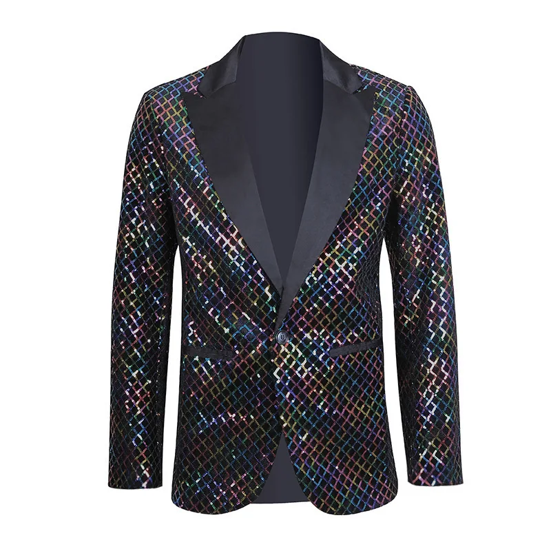 New 2025 Fashion Men's Casual Party Blazer - Sequin & Bead Embellished Stylish Jacket