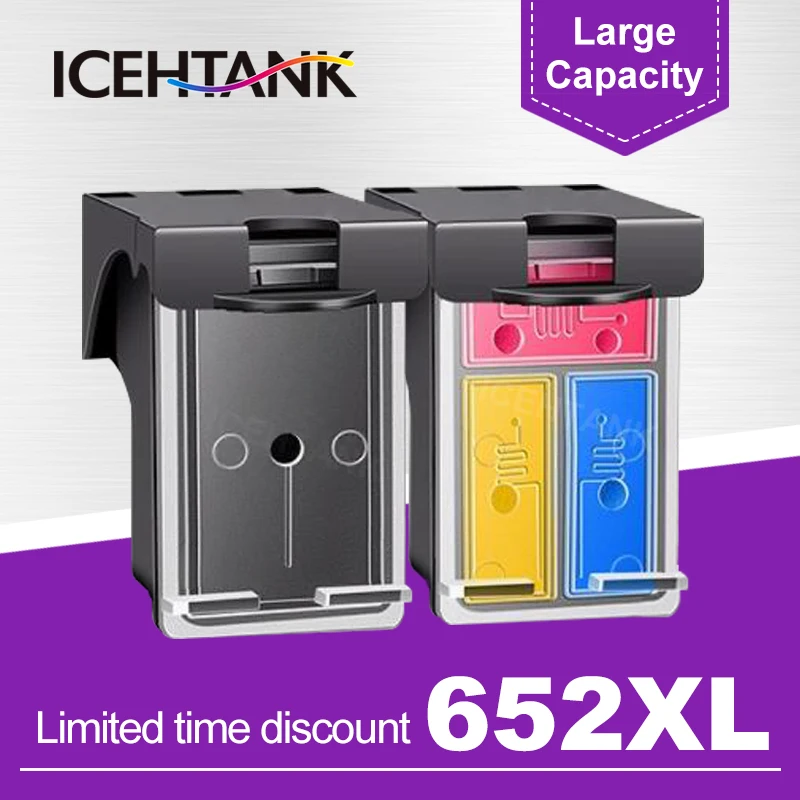 ICEHTANK  Ink Cartridge 652XL Replacement for HP 652 For HP652 Cartridge Deskjet Ink Advantage 5075 DeskJet 3788 3790 3835