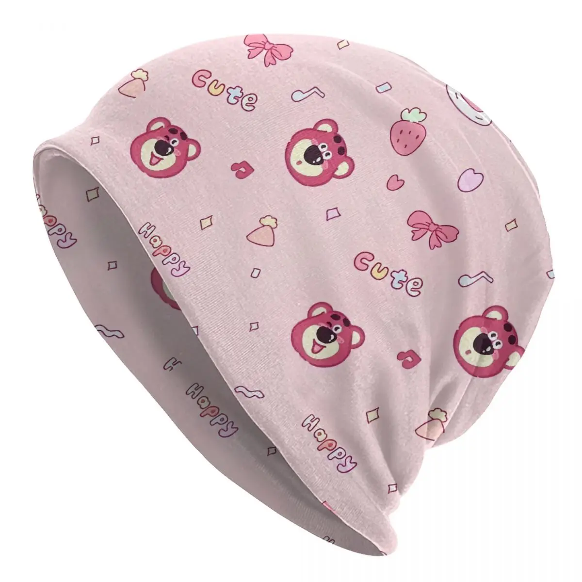 

Lotso Cute Bear Strawberry Bonnet Hat Autumn Winter Outdoor Skullies Beanies Hat Toy Story for Men Women Warm Dual-use Cap
