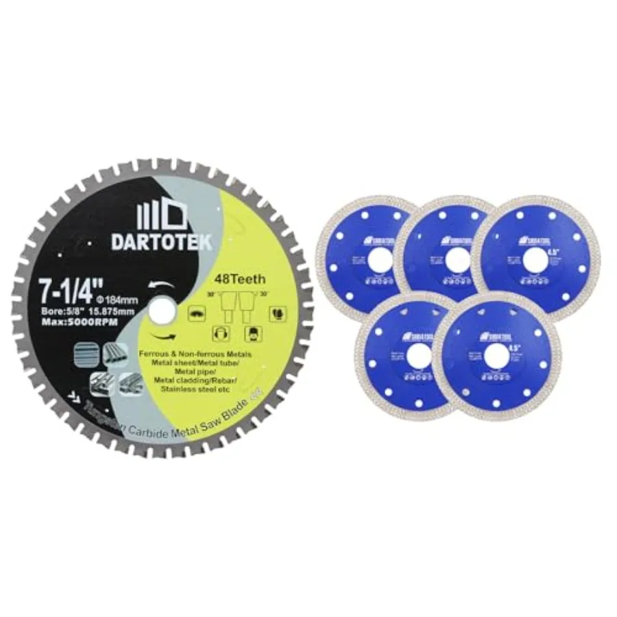 

7-1/4"/184mm Metal Cutting Disc Circular Saw Blade 48T Tungsten Carbide Tipped TCT Cut Off Wheel for Steel Stainless Steel Ferr