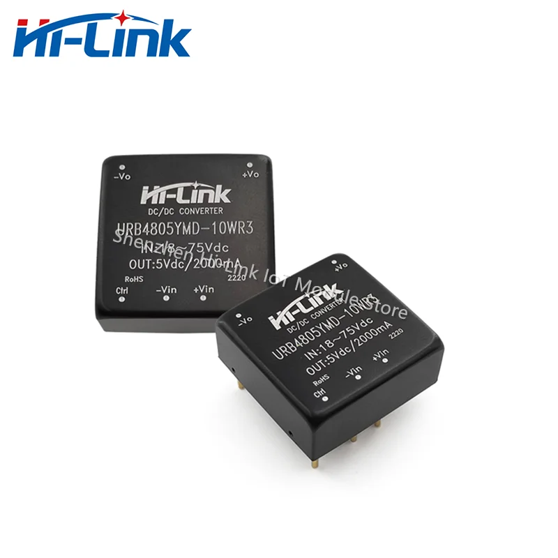 Hi-Link 48V untuk 5V 2A 10W DC DC modul daya URB4805YMD-10WR3 18-75V Input 1500Vdc isolasi DC ke DC Mini Transformer daya