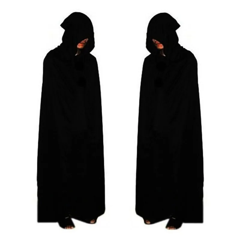 Halloween Adult Child Hooded Cloak Medieval Costume Black Red Reversible Vampire Witch Wicca Cosplay Costume Stand Collar Cloak