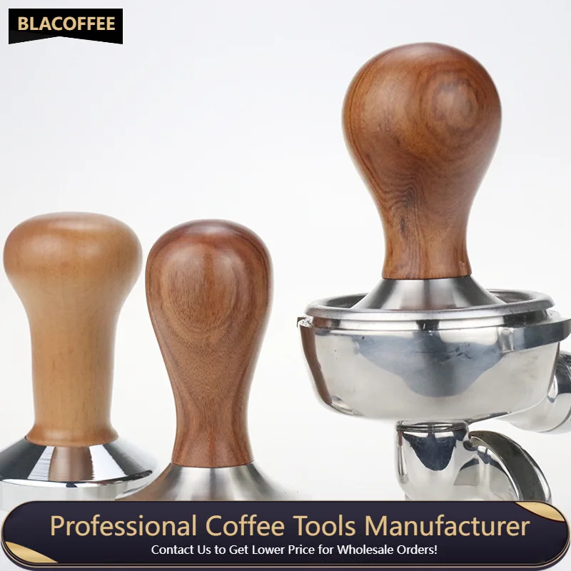 

Coffee Tamper Ripple Base Powder Hammer Pressing Wooden Handle Coffee Distributor Espresso Mat Powder Hammer Tampers Machine