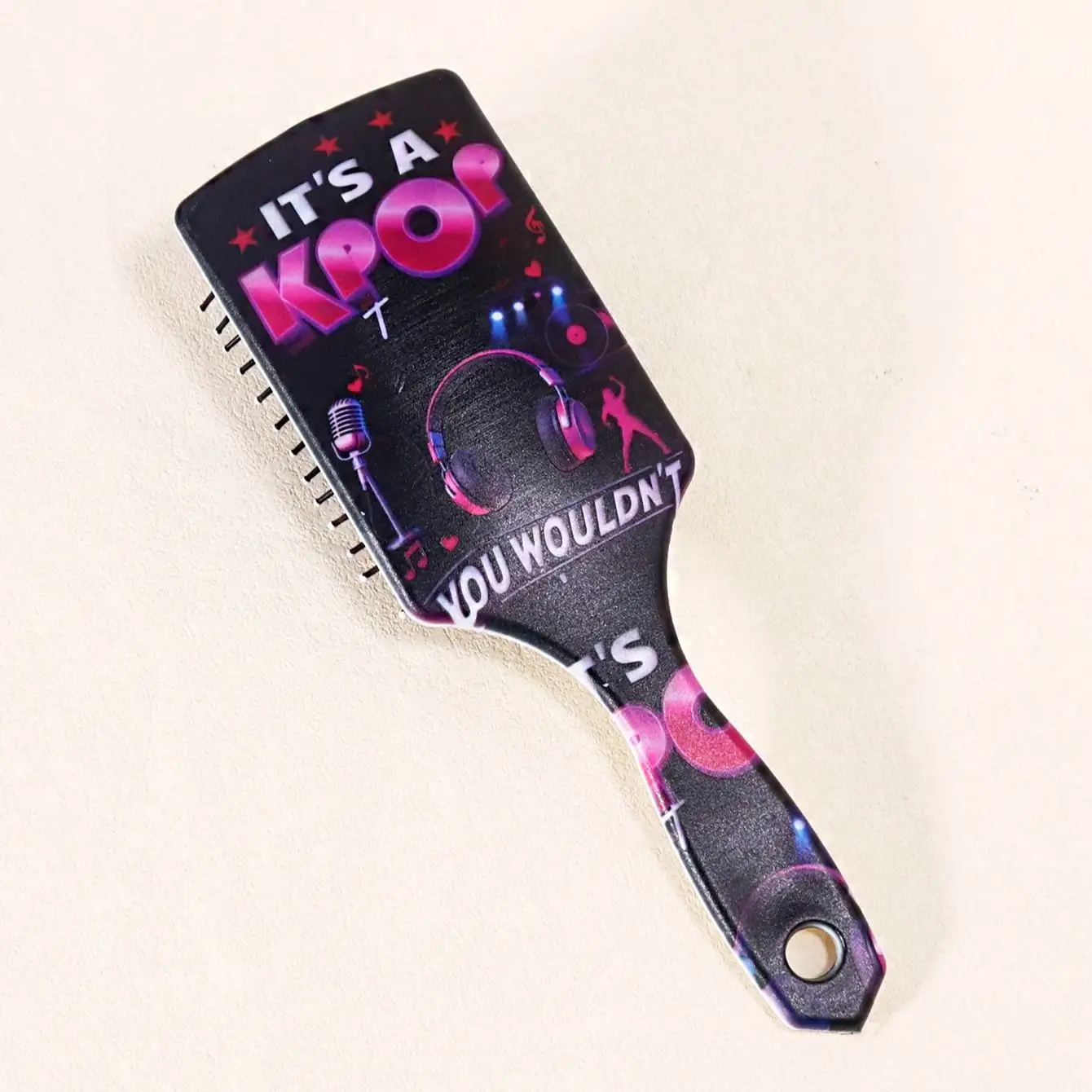 K-POP عنصر موضوع الموسيقى مربع وسادة هوائية مشط، تصميم ملون، يستخدم لتدليك فروة الرأس خاص للشعر المستعار الحقيقي #4