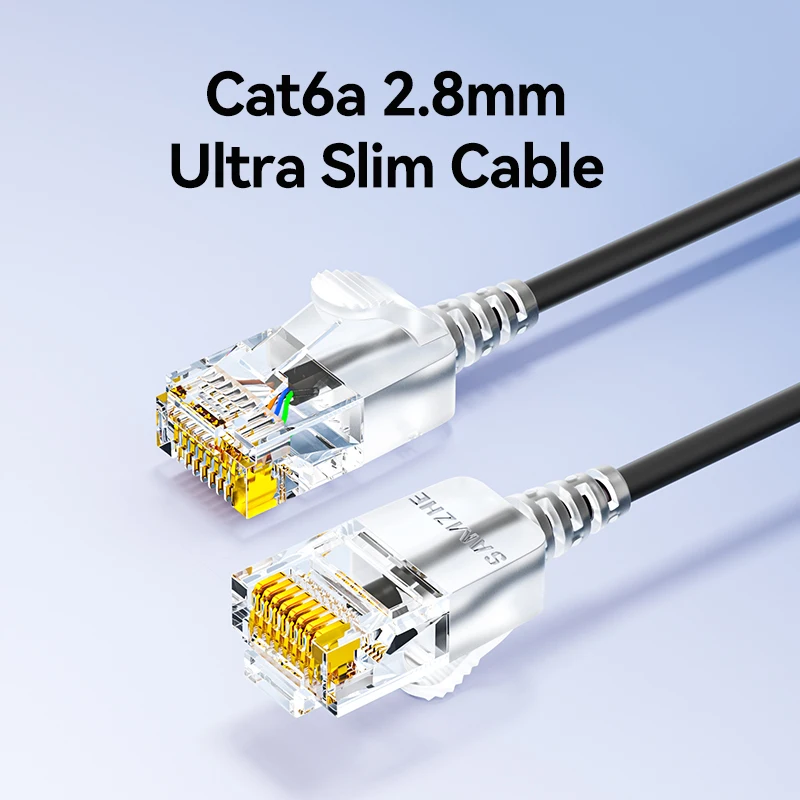 SAMZHE Slanke Cat6A RJ45 Internetkabel Hoge Snelheid 10Gbps 31AWG Ondersteuning Cat8 Cat7 Netwerk LAN Computer Patchkabel voor PC & Gaming
