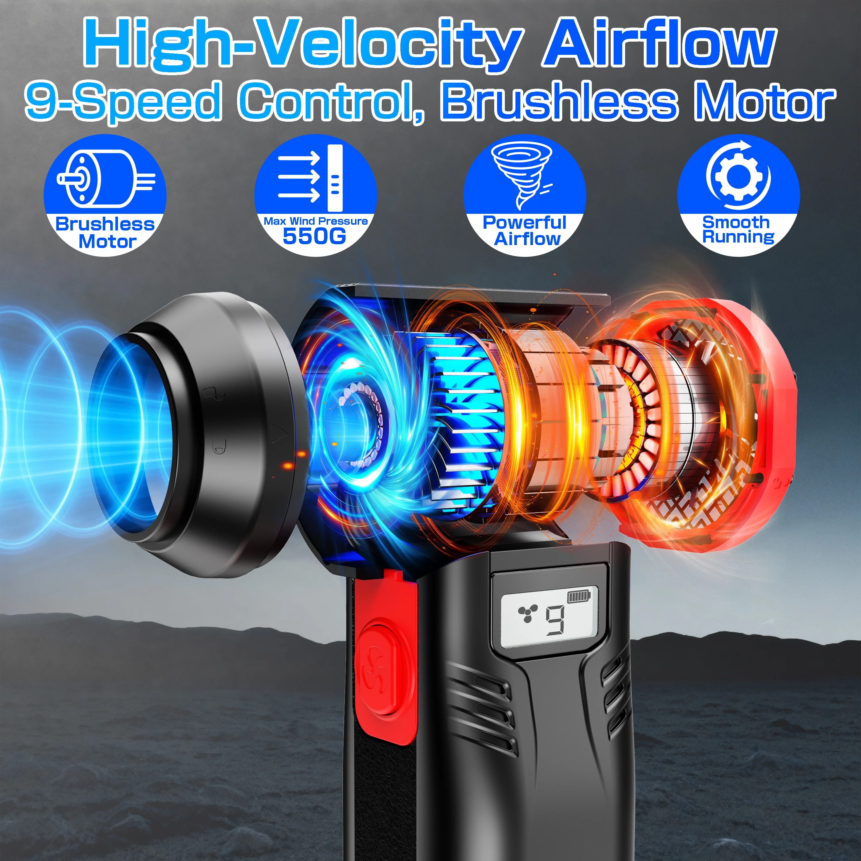 Fotografia 3: Para carro rv caminhão reboque suv sem fio secador de cabelo poderoso ventilador jato ar violento ventilador limpeza ferramentas ventilador turbo portátil