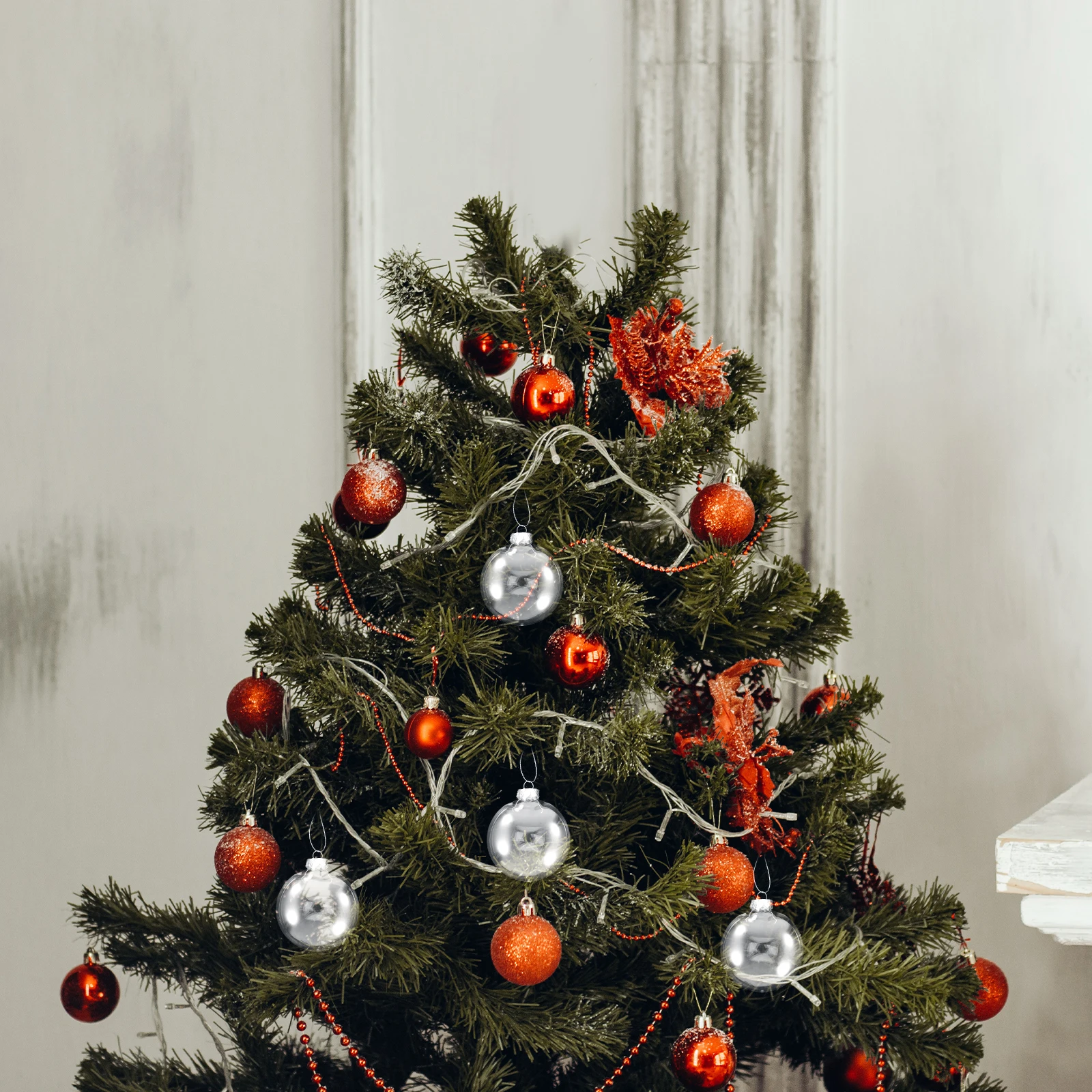 

6pcs 10Cm Clear Fillable Ball Ornament Transparent Christmas Bauble Diy Plastic Hanging Sphere For Holiday Decor Xmas Party